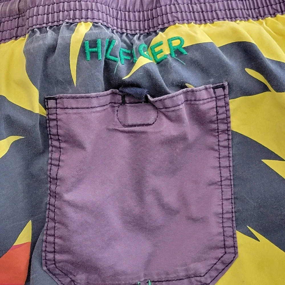 Tommy Hilfiger Swim Trunks Mens Large Multi Color Tropical Sunset Palm Tree